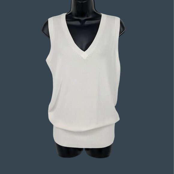 Zara Knit Sweater Vest Women Size L Ribbed Pullover V-Neck Academia Minimalist - Picture 1 of 9